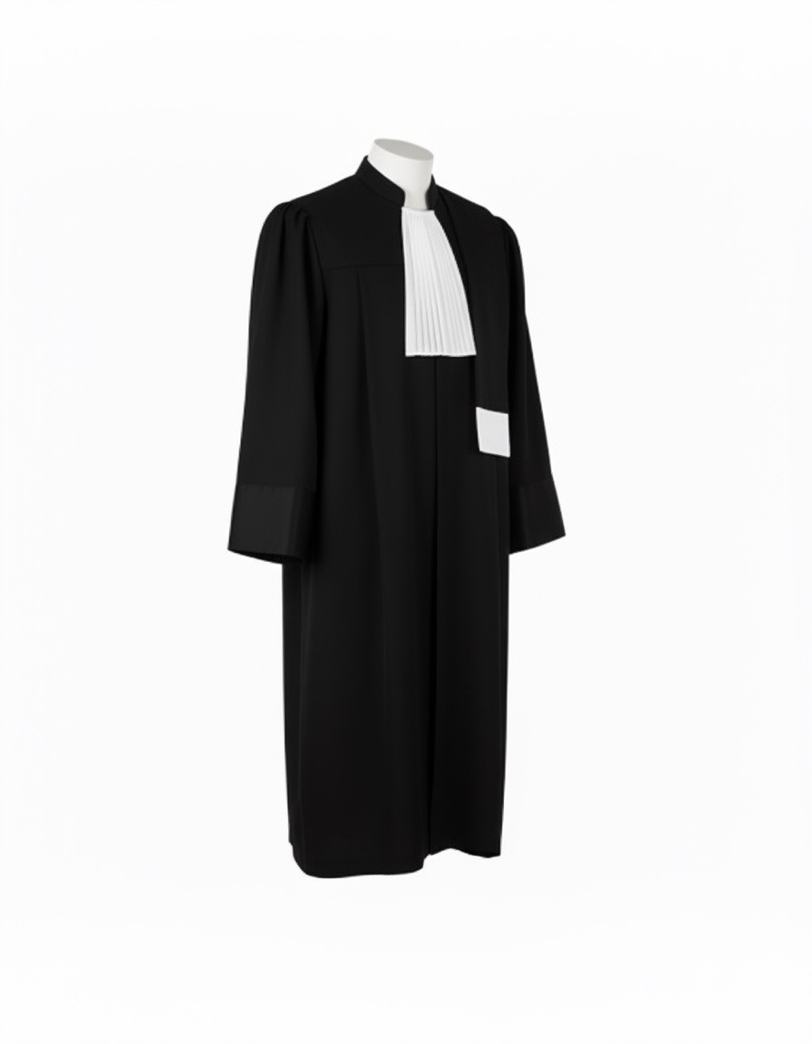 Roba de avocat din trei sferturi, cu baveta si etola albe